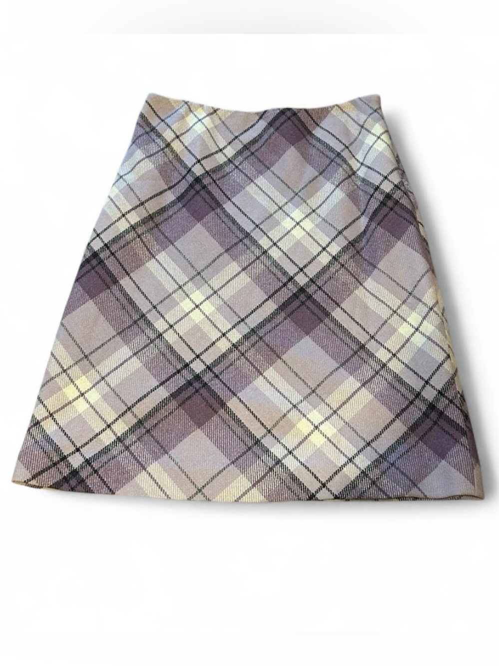 vintage casual corner annex purple and white plaid midi skirt